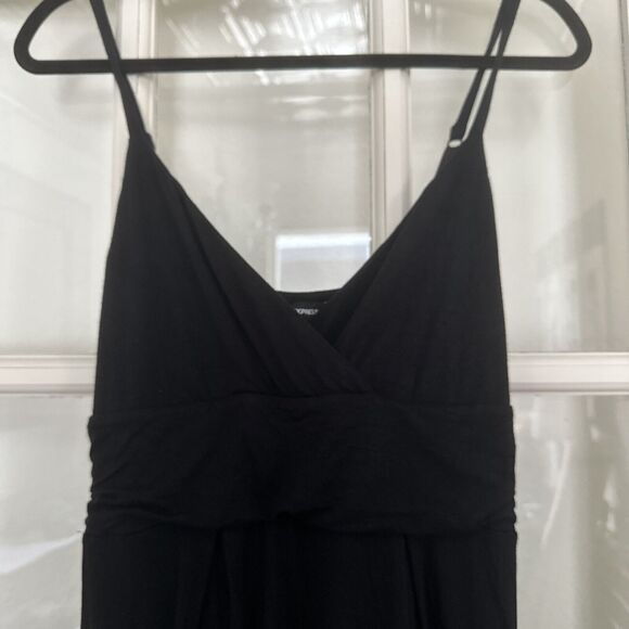 Express Womens Fit & Flare Dress Small Black V Neck Side Zip Spaghetti Strap - Picture 2 of 9